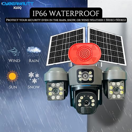Image of XUGA Cybernautt X10Q 4+4+4 MP Triple Lens Full HD Battery Powered & Solar Sim Camera with External Hooter | Dual Solar | Human Detection | Motion Detection | 2 Way Audio