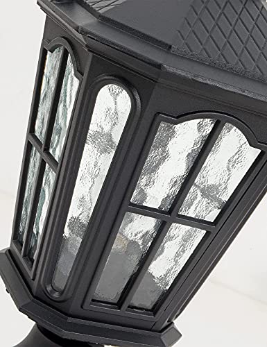 Gydz Post Light Outdoor With 3-Inch Pier Mount Base, 17''H Exterior Post Light Fixture,Waterproof Ip65 Classic Die Cast Aluminum With Water Ripple Glass, E26 Base 60W Max,Matte Black #TOP7