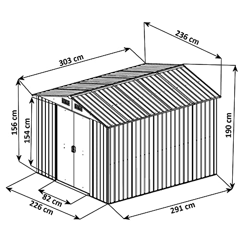 Zelsius Geräteschuppen mit Schiebetür (B) 236 x (T) 303 x (H) 190 cm | Anthrazit | Geräumiges Gartengerätehaus mit… – Bild 3