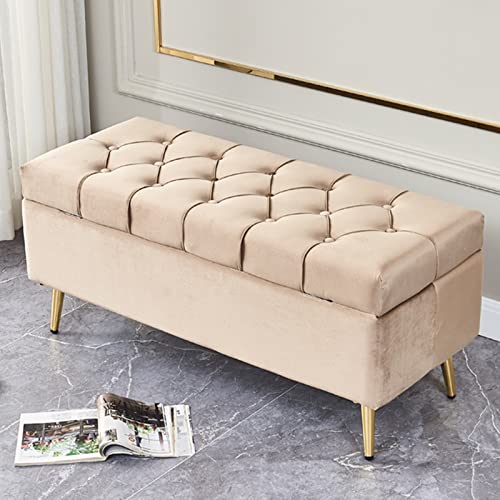 Tabouret de rangement velours pour optimiser l'espace du salon ou de la chambre