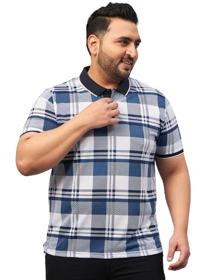 austivo Men Checks Colourblock Polo Neck T-Shirt-4607A_3XL-picture-29