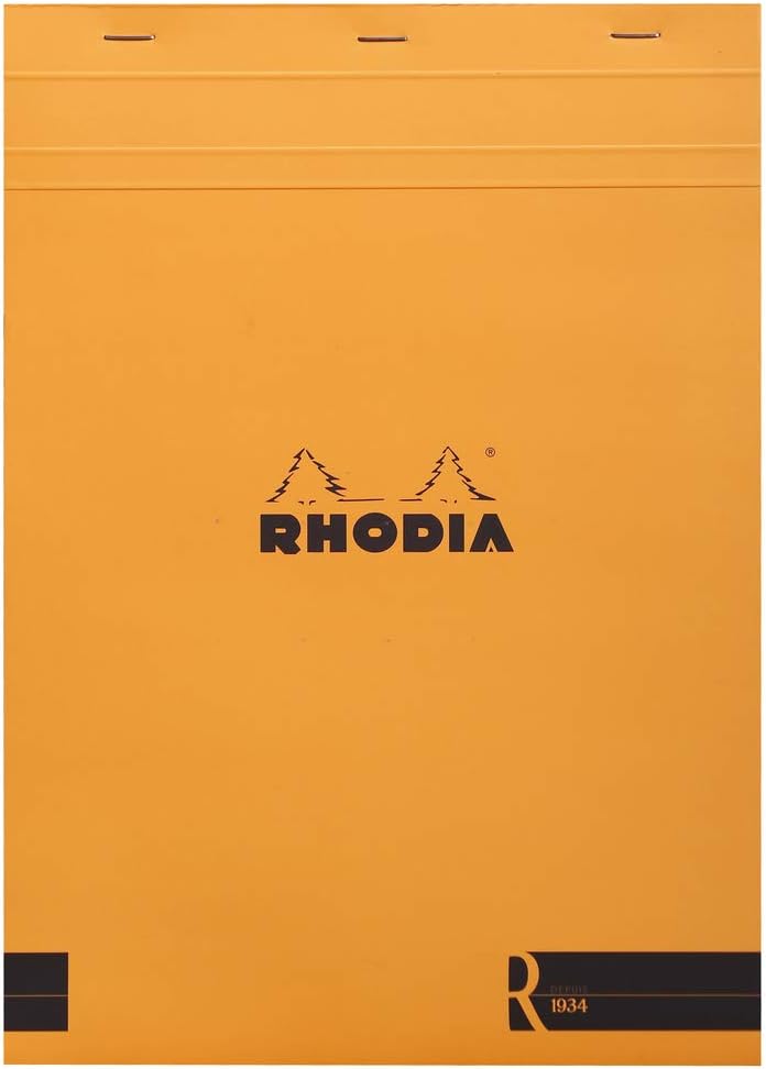 Rhodia 182011C - Stapled Notepad “le R” N°18 Orange - A4 - Lined - 70 Detachable Sheets - Ivory Clairefontaine Paper 90 g/m - Velvety Touch Cover - Basics