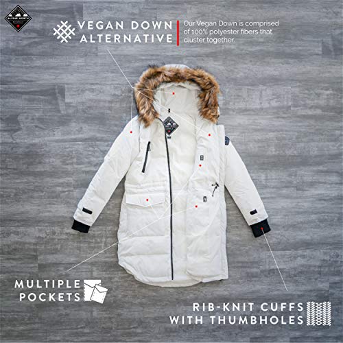 Alpine North Womens Vegan Down Drawstring Winter Parka