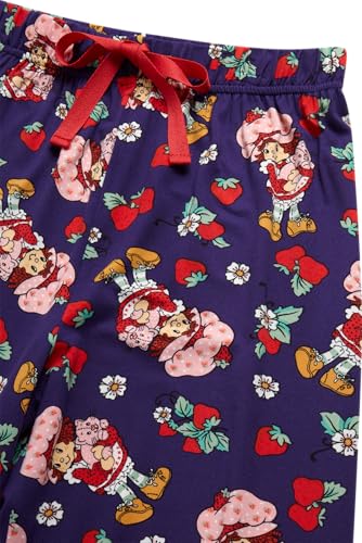 Image of COCO BRANDS Strawberry Shortcake Womens Pajama Sets - 2 Piece Soft Stretch Button Down Sleep Shirt and Pajama Pants