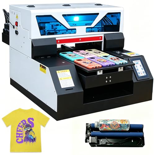 SHENGJINSH UV DTG Printer Machine, A4 L1800 UV Flatbed Printer with...