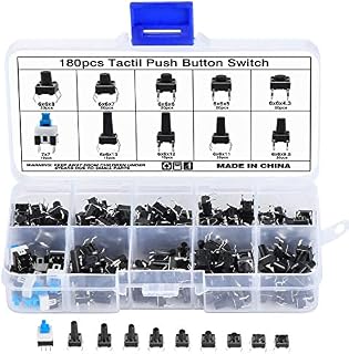 SHEENO 180PCS 10 Types Tactile Push Button Switch Micro Momentary Tact Assortment Kit