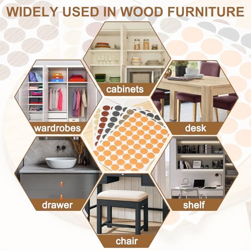 PATIKIL 432 Piezas Tapas Adhesivas para Tornillos, Diámetro 21 mm, Cubiertas de PVC Autoadhesivas para Madera para Protección y Decoración de Muebles, Beige Madera miniatura 6