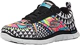 Skechers Sport Women's Flex Appeal Fashion Sneaker, Black Rainbow, 8 M US