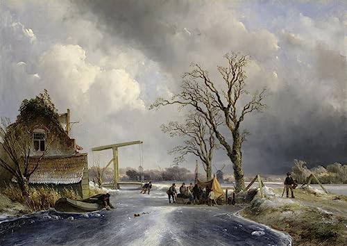 Peinture poster d'art scène d'hiver Jongkind 60x90cm pour déco maison