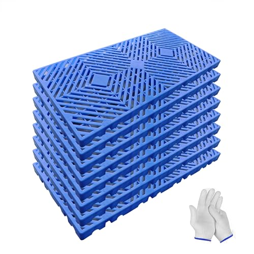 HOLDWIN Plastic Pallets 8Pcs - 23.6"x11.8"x1.18" Nestable Lightweight Waterproof Storage Pads, Indoor/Outdoor Use for Kitchen, Basement, Garage, Warehouse, Industrial Use