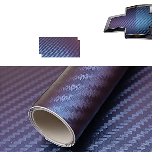 Image of XYC Compatible with Chevrolet 2 pcs Carbon Fiber for Chevy Bowtie Emblem Overlay Sheets Front /Back Vinyl Decal Wrap