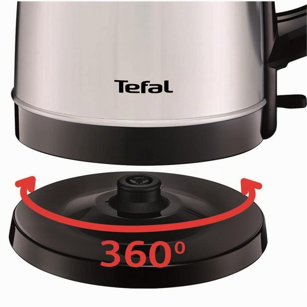 Tefal KI150D Wasserkocher (1,7 Liter, 2400 Watt, kabellos) edelstahl/schwarz, KI150D10
