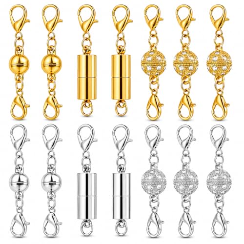 16PCS Magnetic Jewelry Clasps with Ball and Cylinder Connectors Closures for Necklaces and Bracelets Easy-to-Use Magnetic Clasps for Jewellery Repair Extension and Daily Wear