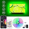 TV LED Backlight 75 Inch TV, USB LED Strip Lights for TV WiFi Smart Music Sync Compatible with Alexa, RGBW 6500K White Color Changing Monitor Bias Lighting, 17.4ft for 75-82 TVs, Gaming Room Decor