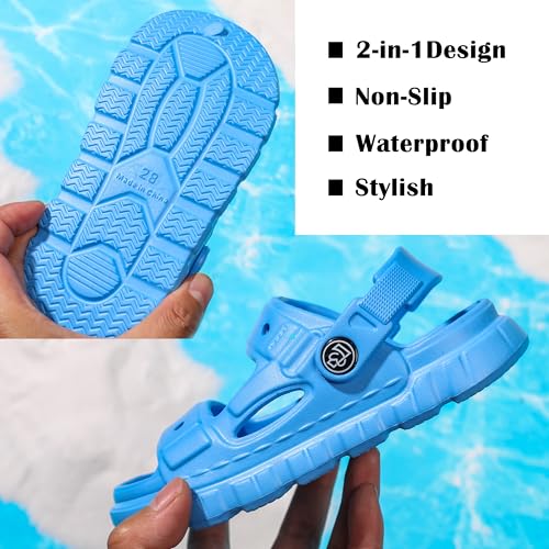 Femizee Kids 2-in-1 Sandals and Slides for Boys & Girls Lightweight Waterproof Slip-On Sandals Summer Water Shoes for Beach Pool Garden Play4
