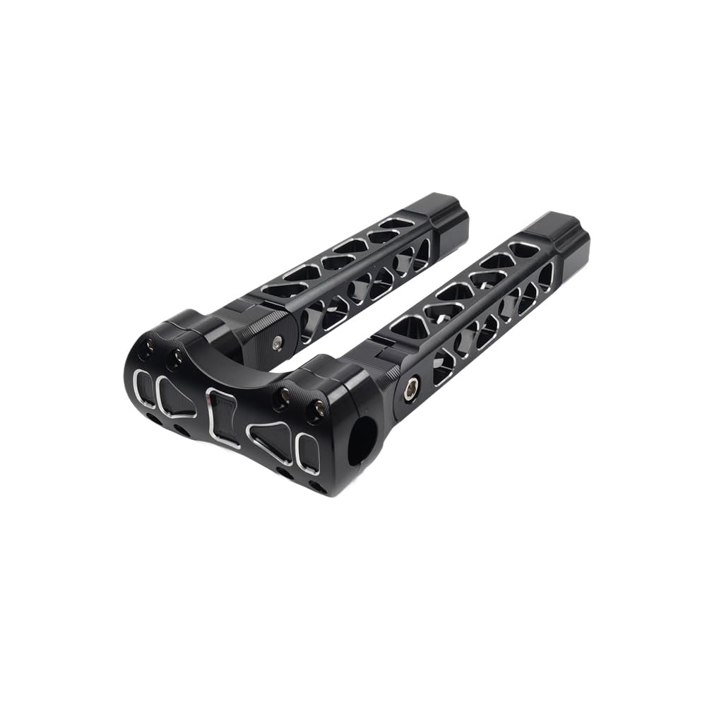 YFUK Pullback-Lenkererhöhung 10,5" hohe Klemmen CNC-Aluminium Schwarz & Silber für Softtail Dyna
