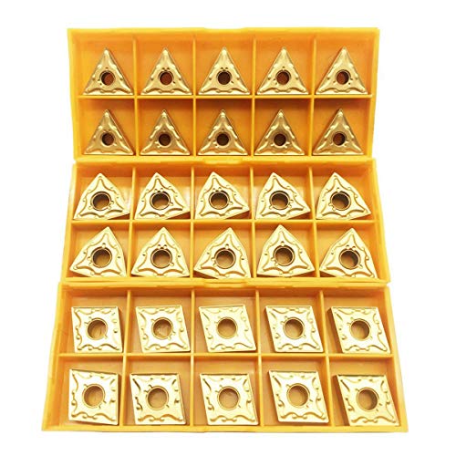 Facibom 30PCS CNMG 431 + WNMG 431 + TNMG 331 CNC Lathe Indexable Solid Carbide Turning Insert Blade for Lathe Turning Tool Holder for The Finishing of Steel