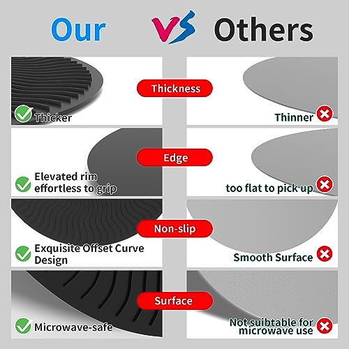 Wishsom WISHSOM106 Multi-Use Microwave Mat, Trivets For Hot Dishes, Food Grade Silicone Hot Pads For Kitchen, Bpa Free, 2Pcs, 12+10 Inch, Hot Pads For Kitchen Pot Holders Placement thumb #2