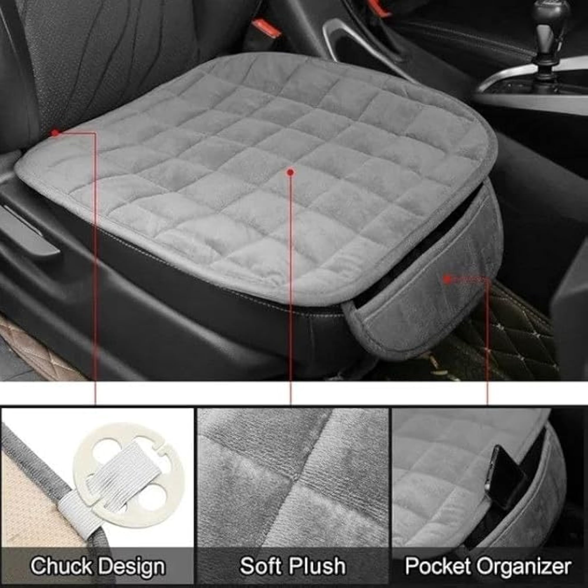 Premium Car Seat Cushion Pad, Thick Memory Foam Comfort