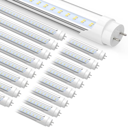 JESLED 4FT LED T8 Type A+B Tube Lights, 28W(75W Equivalent), 4060LM, 5000K, Single or Double End Powered, Plug and Play or Ballast Bypass, 4 Foot T10 T12 Fluorescent Bulbs Replacement, Clear(25-Pack) by JESLED - Used condition - US$96.91