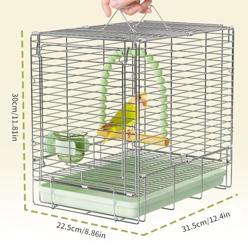 Haltbarkeit, zusammenklappbarer Vogelkäfig mit sicherem Schloss, Leichter Edelstahl Vogelkäfig für Verschiedene kleine Haustiere, zusammenklappbar-4