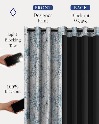 Image of Cloth Fusion Printed 100% Blackout Long Door Curtains 9 Feet Set of 2