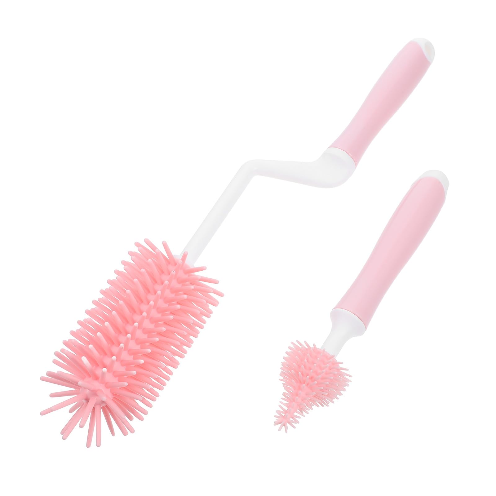 Rotatable 360° Silicone Feeding Bottle Cleaning Brush and Pacifier Brush Set for Bottle and Nipple Care, Pink Accessories Cleaning Kit for Home Use