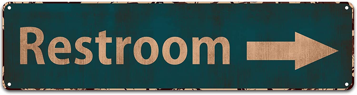 LINStoreRestrooms Right Arrow Sign Vintage Metal Sign Bathroom Door Signs for Offices Businesses Restaurants 4X16 inch