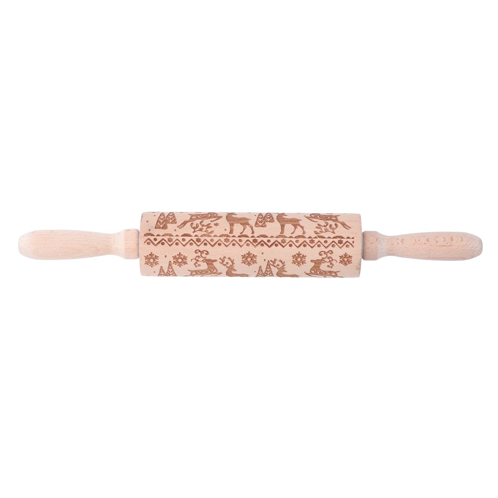 Madera con símbolos temáticos Grabados en 3D para Hornear Galletas en Relieve, Pasteles, Pizza, Galletas, Rodillo, Herramienta de Cocina, 13,78 Pulgadas (costumbres exóticas)