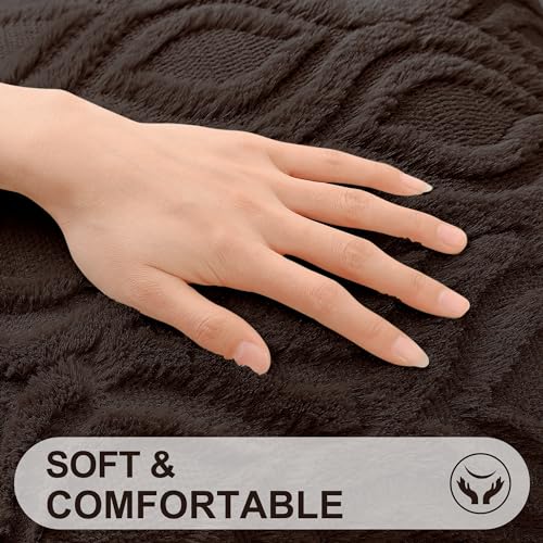 decorUhome Throw Pillow Covers 20x20 Inch Set of 2, Soft Plush Decorative Faux Fur Dark Brown Solid Couch Pillow Covers, Accent Farmhouse Neutral Square Euro Pillow Cases for Sofa Bed Living Room