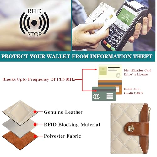 Image of RNIEGA Small Wallets for Women Leather Bifold Wallet Women RFID Blocking Purse Credit Card Holder with 15 Card Slots and ID Window Coin Pocket