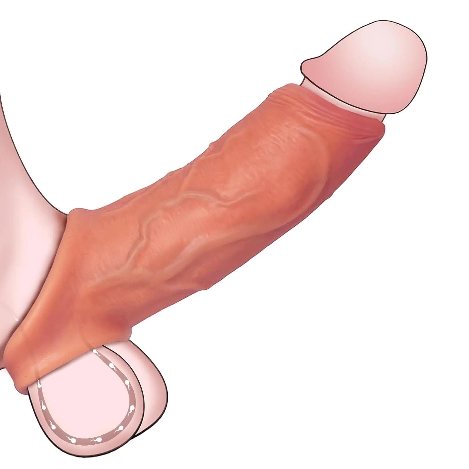 Realistic Cock Sleeve Penis Enlargers for Men Reusable Cock Sheath Silicone Penis Enlarger Delay Ejaculation Stronger Erection Male