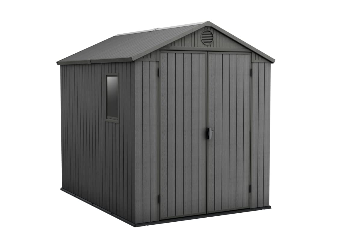 KETER Caseta de Jardin Almacenamiento Exterior Cobertizo Darwin Shed 6x8 Gris
