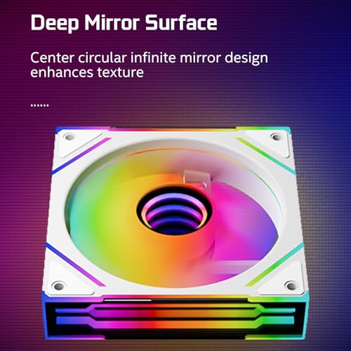 Image of prism4 EX 120mm PC Reverse Blade ARGB Case Fan,Infinity Mirror RGB Light Effect 5V 3PIN Motherboard Light Sync 800~1850RPM PWM PC Fans (White Reverse-5Pack)