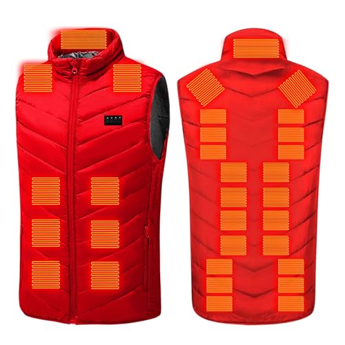 BUERCWS Heated Vest for Men Women Battery Pack Not Included Electric Heating Jackets for Outerdoor Warm Winter Coat puffer jacket mens Red 2XL
