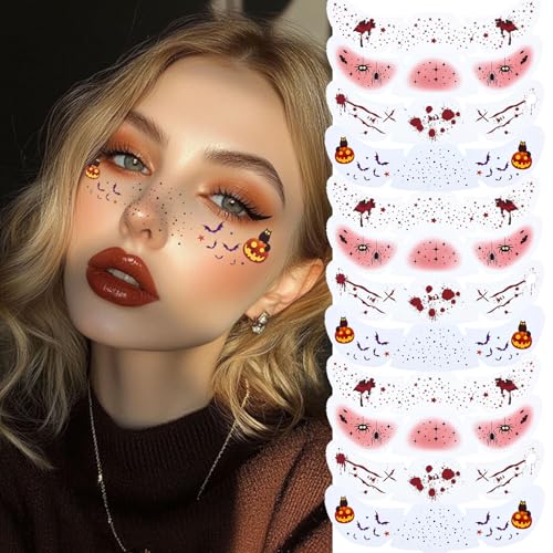 Glitter Freckles 12 Pcs Sparkle Glitter Freckles Face Halloween Tattoos for Women Girls Temporary Face Tattoos Halloween Makeup Concert Festival Rave Accessories