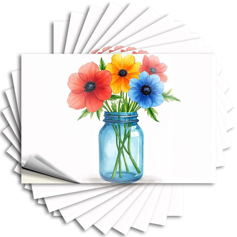 Fzfn Girls Colour A Bouquet Of Colorful Flowers In A Blue Jar. Cover Optical Illusion - Music Tattoo Self Adhesive Sticker(8X12cm)