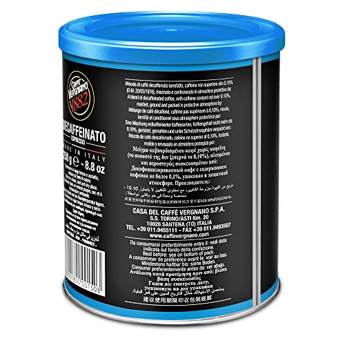 Caffe' Vergnano 1882 Lata Café 100% Arábica Molido Descafeinado - 250 g & Café Molido Espressocasa - 2 pack x 250g - Imagen 8