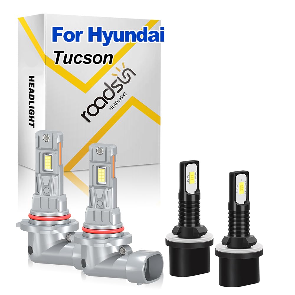 Bombillas LED para Faro Delantero, 9012 HIR2 Luz de carretera y luz de cruce, 880 Luz Antiniebla, 120W, 6000K Blanca, Bombillas LED de bajo consumo, For Hyundai Tucson 2014-2015
