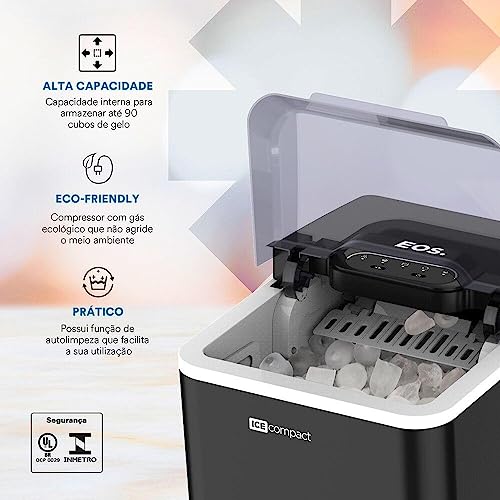 Máquina de Gelo 12kg Eos Ice Compact Emg04p Preto 220v
