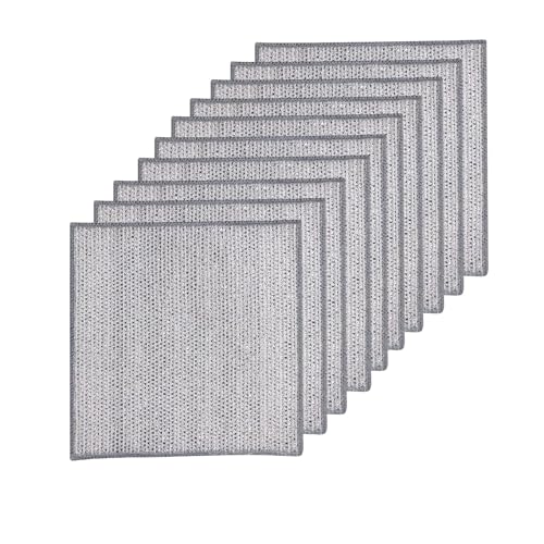 BaraRose リバーシブル竹炭キッチンクロス 油汚れ クロス 10枚 20×20cm 竹炭キッチンクロス 家庭用 あっちこっちふきん キッチン ふきん 食器用タオル 金属で傷のつかない竹炭 (20*20sm*10枚*二層)