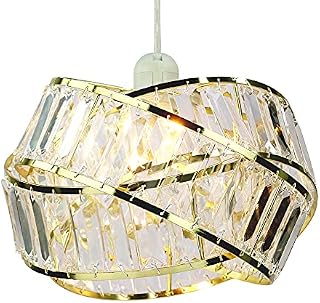 Chi-buy Shiny Ceiling Lamp Shade Modern Polished Chrome and Acrylic Transparent Beads Interwoven Ring Shade Accessories Plastic/Metal Frame Cromi (Rose Gold)