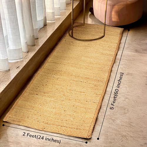 Tapete corredor trenzado de yute natural 2x5 miniatura 2