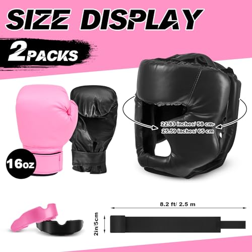 Image of Kanayu 14 Pcs Boxing Gloves and Headgear Set for Beginners Youth 16 Ounce Boxing Gloves Headgear Helmet Hand Wraps Mouth Guards Equipment for Beginners Training Equipment Gifts