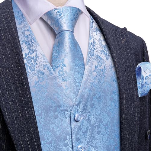 Image of Barry.Wang Men's Suit Vest Tie Bowtie Set Formal Silk Paisley Waistcoat Hanky Cufflinks Lapel Pin Set Wedding Party 7PCS