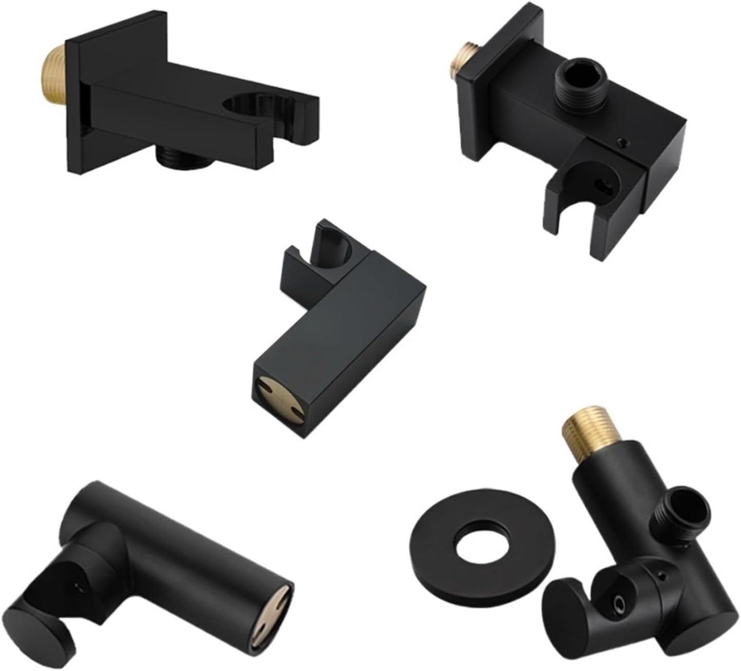 Square Round Matte Black Solid Brass Handheld Shower Holder Bathroom Wall Mounted Hand Shower Holder Bracket Shower Accessories(E Type)