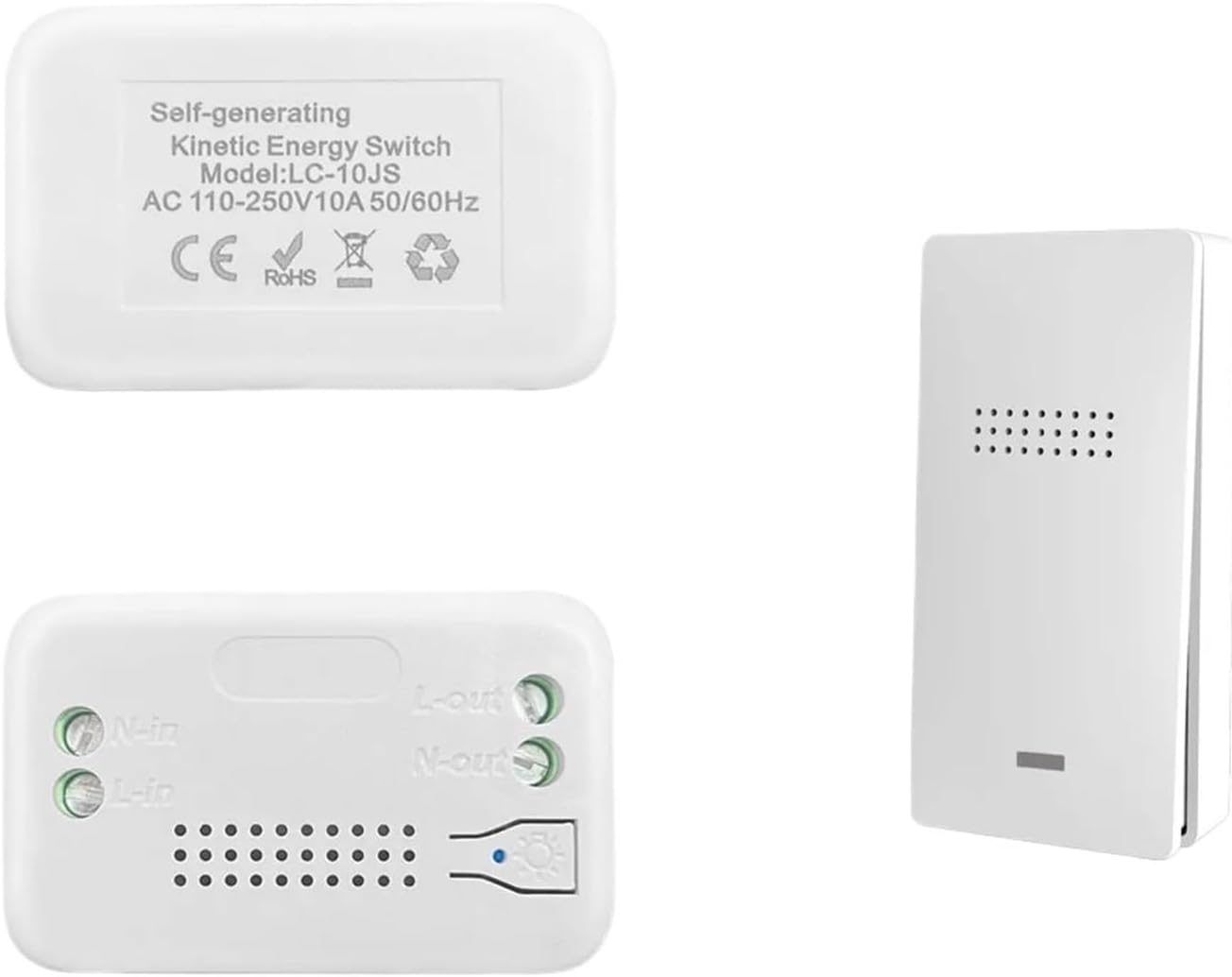 Kinetic Light Switch Self Powered Remote Control Switch 110V 220V 10A Relay Receiver Module for Light Bulbs(1 Light Switch only)