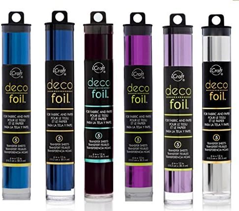 Deco Foil - Transfer Sheets -Twilight - Bundle of SIX Colors: Ocean Blue, Deep Blue, Black, Purple, Lilac, and Silver