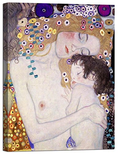 LuxHomeDecor Gustav Klimt Le Tre età della Donna 70x50 cm Quadro Stampa su Tela con Telaio in Legno