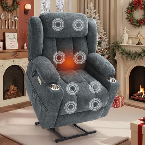 Sillón reclinable pliable azul con masaje